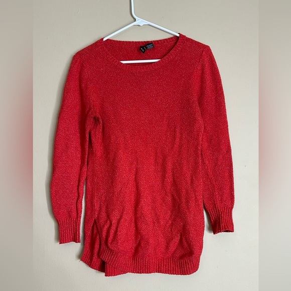 Comfy Soft Pullover Free For All Red Crew Neck Sweater Size Small - Picture 1 of 2